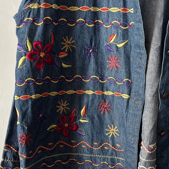 Vintage Bechamel Embroidered Denim Jacket with Floral Design XL - Picture 3 of 8